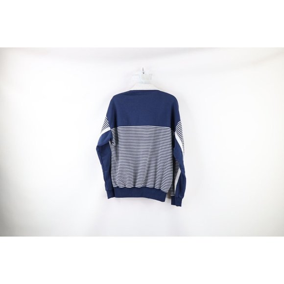 Vintage 90s Streetwear Mens Small Faded Striped Collared Pullover Sweatshirt - Picture 6 of 8